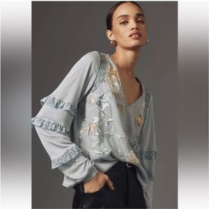 Anthropologie x Tiny Frances Long Sleeve Ruffle Top Size XS